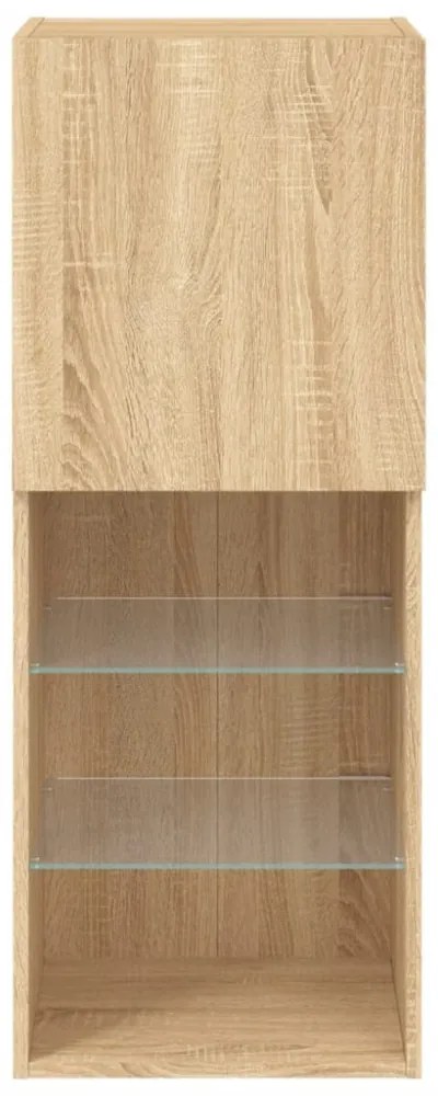 sonoma tölgy színű TV-szekrény LED lámpákkal 40,5 x 30 x 102 cm