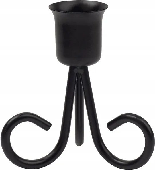 Gyertyatartó fekete fém 8,5cm