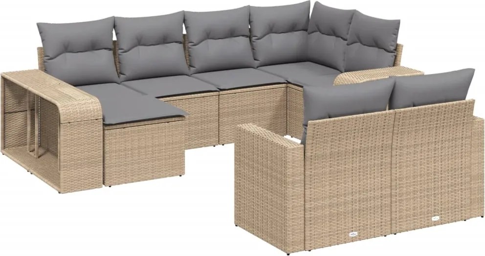 vidaXL 10 részes bézs polyrattan kerti ülőgarnitúra párnával