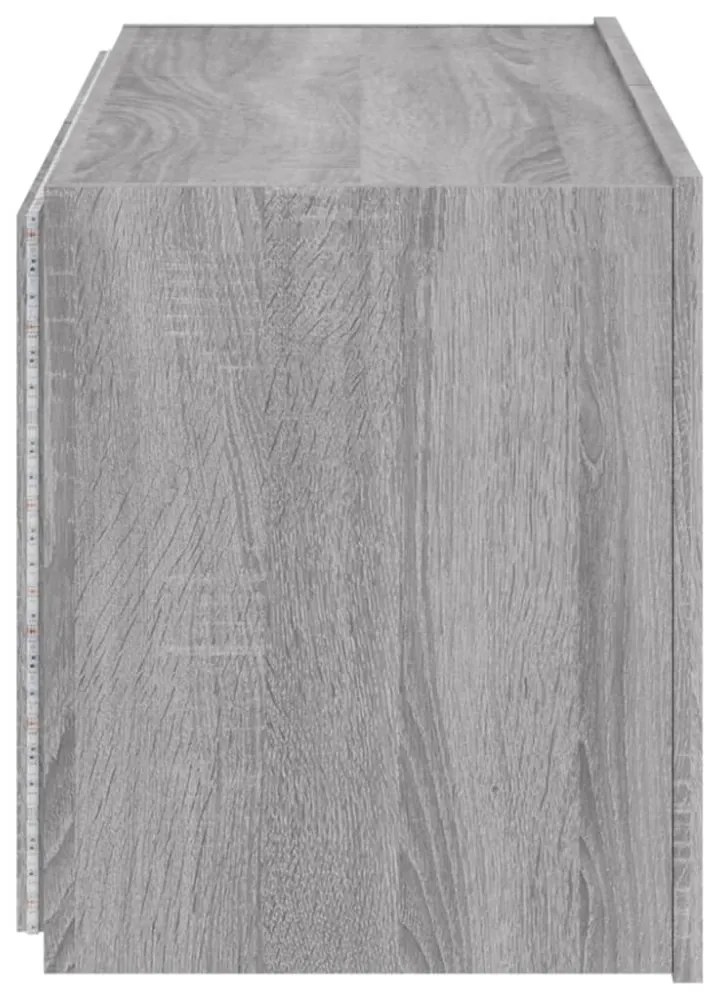 szürke sonoma színű fali TV-szekrény LED-del 80x35x41 cm