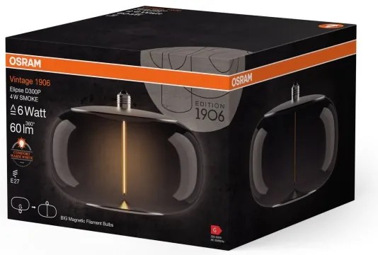 LED Izzó VINTAGE FILAMENT E27/4W/230V 1800K füstszínű - Osram