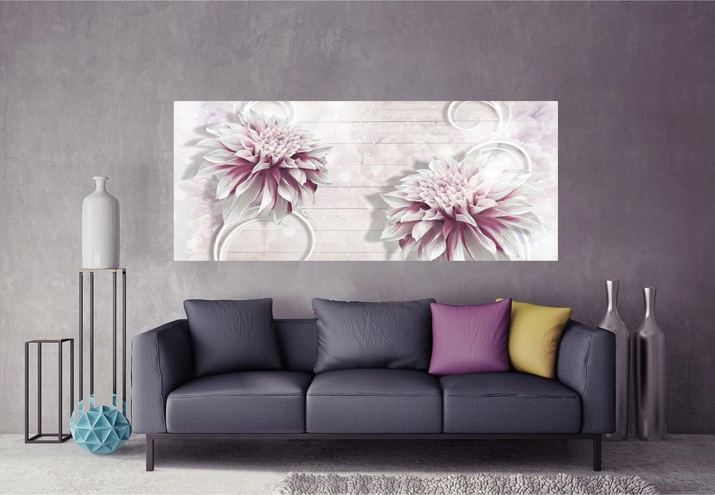 Flizelin fotótapéta Virágok 3D perspektíva Rózsa fehér fa 250x104 +ragasztó