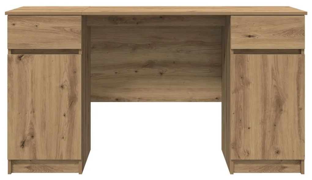 vidaXL Asztal fiókkal ajtóval kézműves tölgy 140 x 49 x 76 cm Faanyag