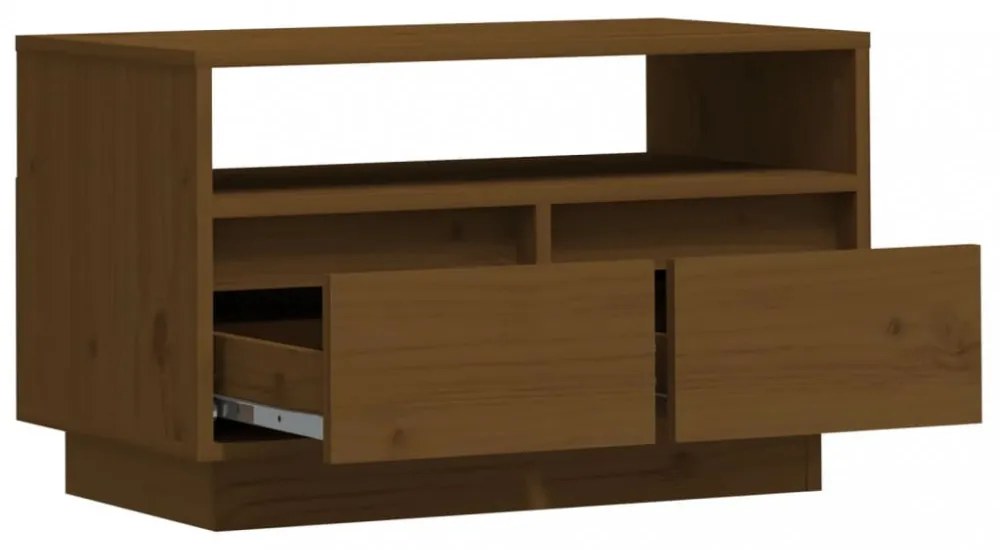 mézbarna tömör fenyőfa TV-szekrény 60x35x37 cm