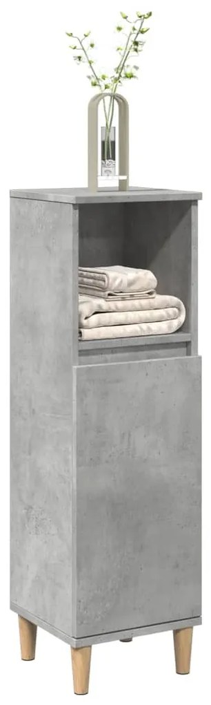 Betonszürke szerelt fa fürdőszobaszekrény 30 x 30 x 100 cm
