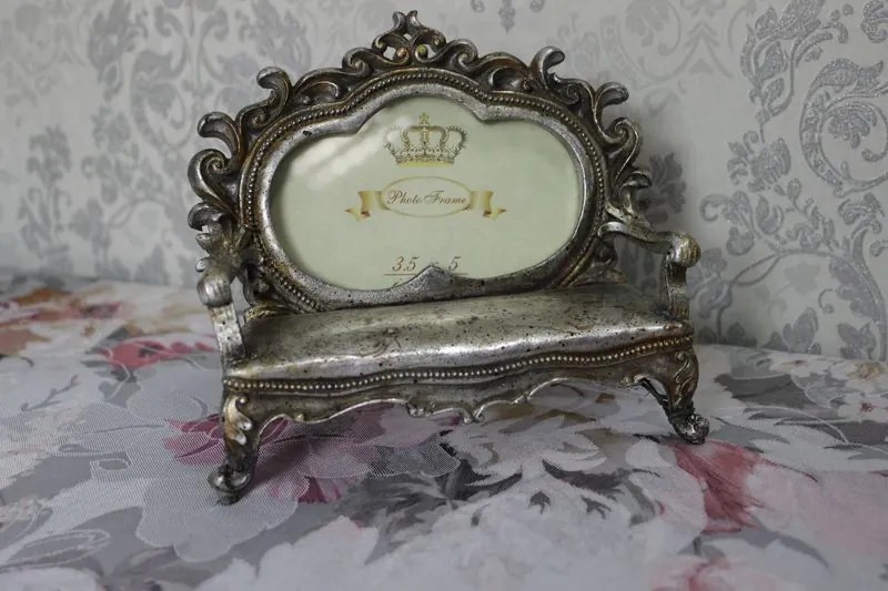 Antik ezüst fotel alakú képkeret