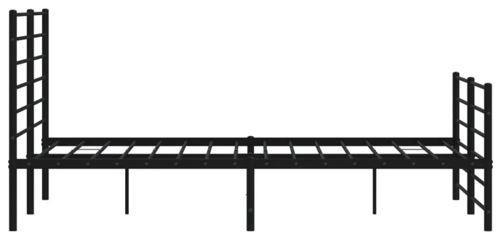 fekete fém ágykeret fej- és lábtámlával 135 x 190 cm