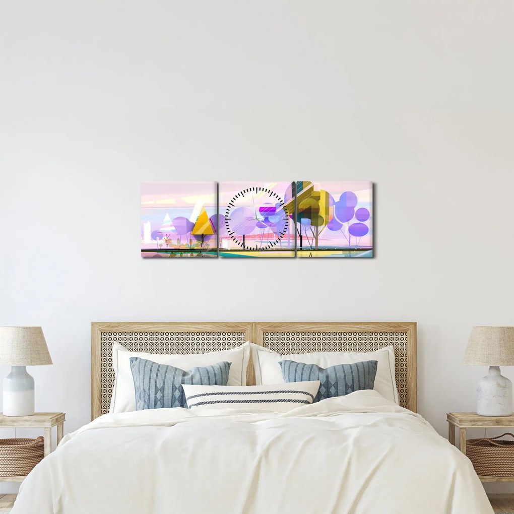 Kép - absztrakció, táj (órával) (90x30 cm)