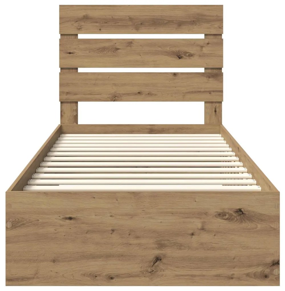 vidaXL Ágykeret fiókkal fejtámlával Artisan tölgy 90 x 190 cm Faanyag