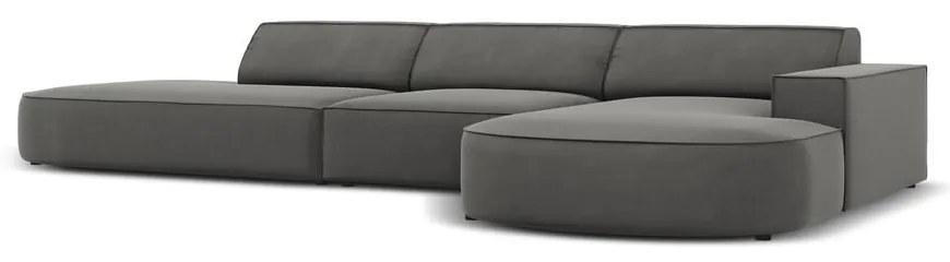Szürke bársony sarokkanapé (jobb oldali) Jodie - Micadoni Home