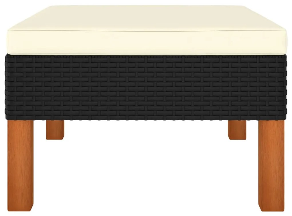 Polyrattan és tömör eukaliptuszfa lábzsámoly