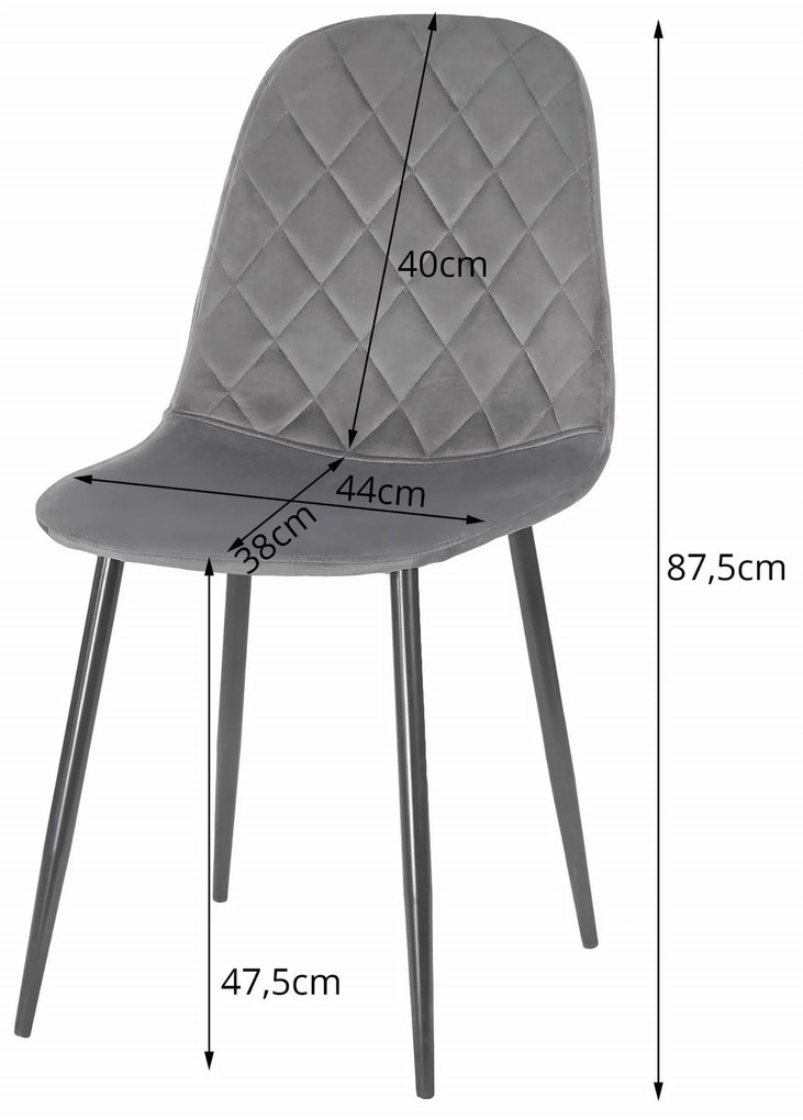 Étkező garnitúra 1 + 4, fekete ADRIA asztal 120x80 cm + fekete ASTI bársonyszék fekete lábakkal