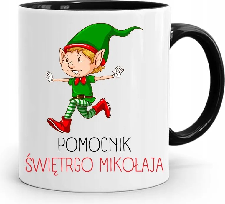 Fekete Karácsonyi Bögre Mikulásra, fényképes nyomtatással