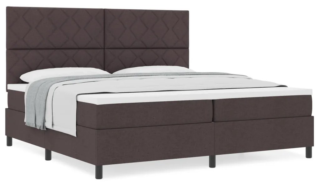 Box Spring Ágy Mattal Sötétbarna 200x200 cm Szövet