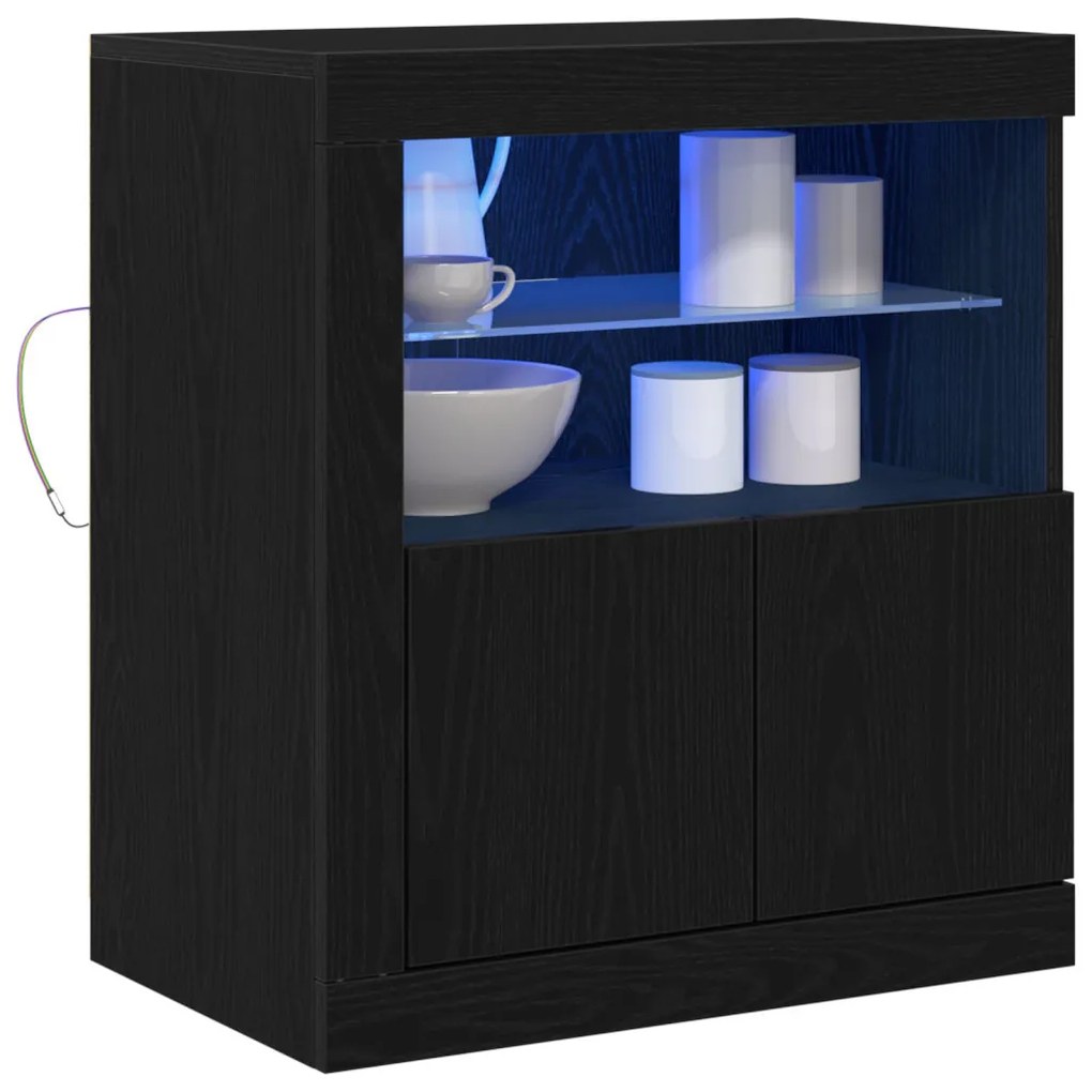 LED világítással ellátott komód Fekete Tölgy 60,5x37x67 cm
