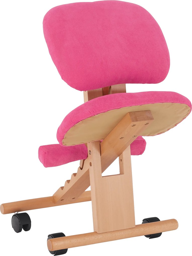 Ergonomikus térdelőszék, rózsaszín/bükkfa, GROCO