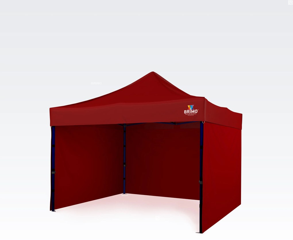 Sörsátor 3x3 m Acélváz 3 fallal: Munkasátor kézműveseknek - plusz 3 oldalfal - Piros