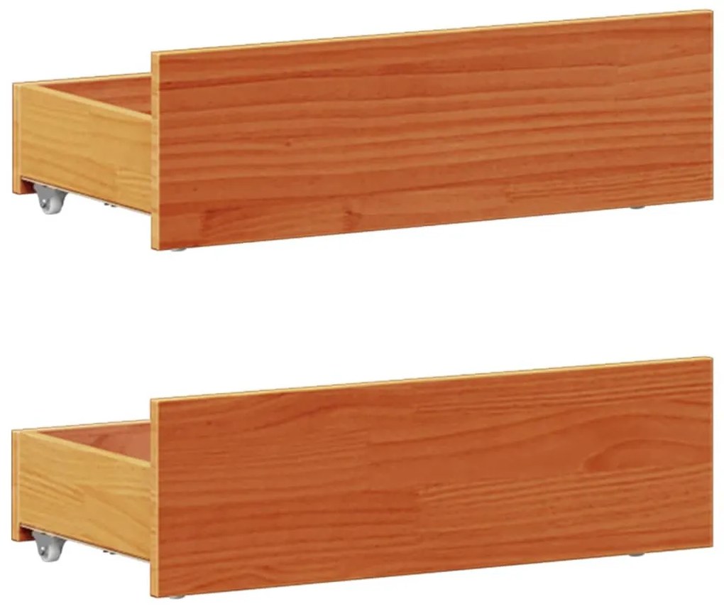 barna tömör fenyőfa könyvespolcos ágy matrac nélkül 100 x 200cm