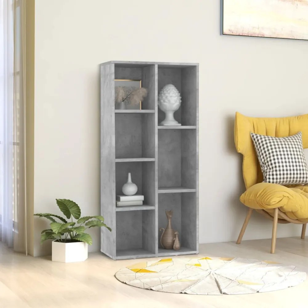 betonszürke szerelt fa könyvszekrény 50 x 25 x 106 cm