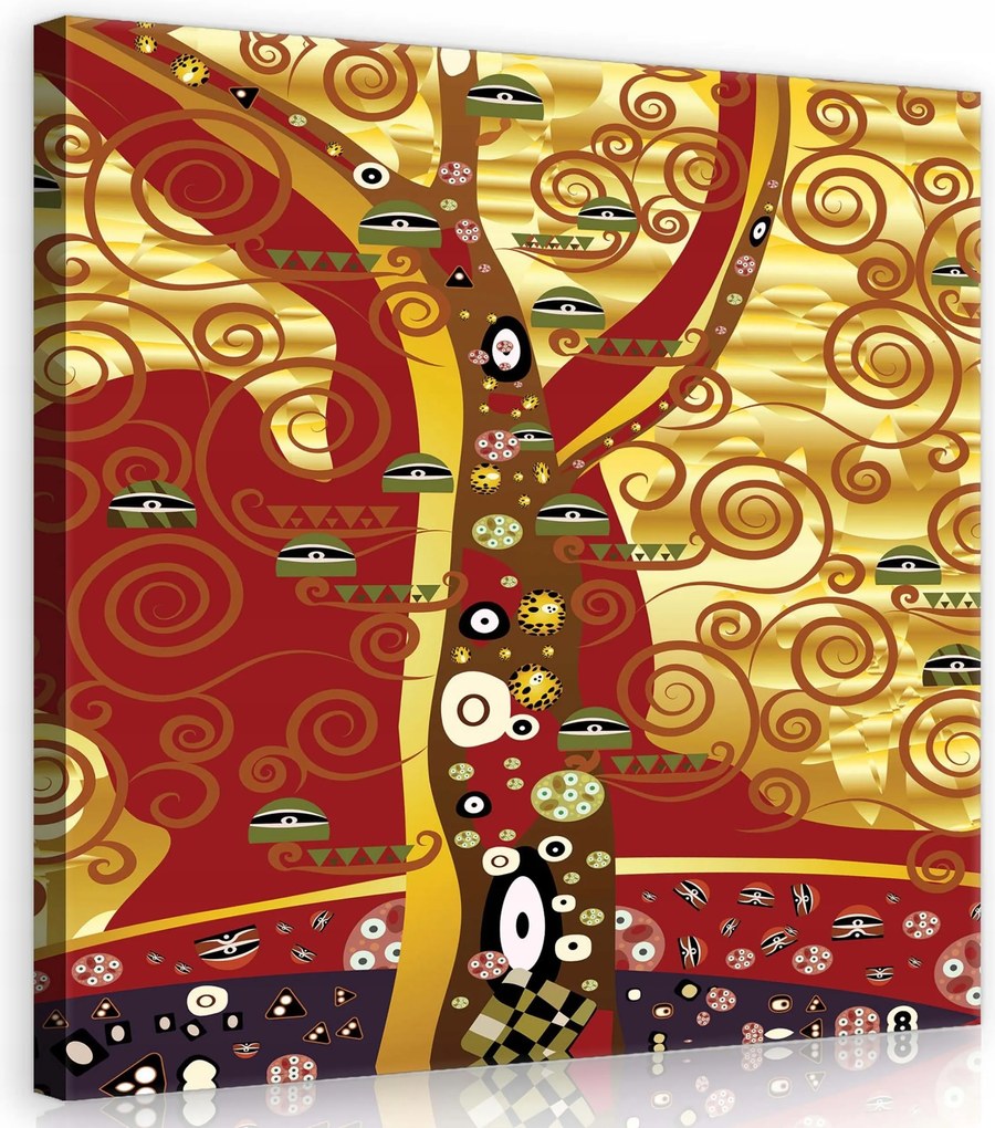Vászonkép 40x40 Az élet fája Gustav Klimt modernizmus arany díszítő spirálok