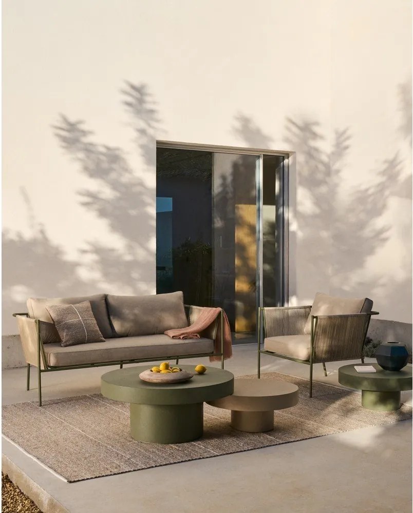 Zöld-bézs fém kerti fotel Zivia – Kave Home