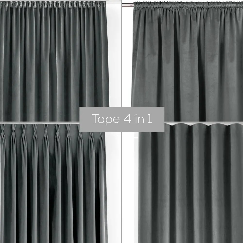 Sötétszürke bársony dimout (részleges sötétítő) függöny 265x250 cm Velto – Filumi