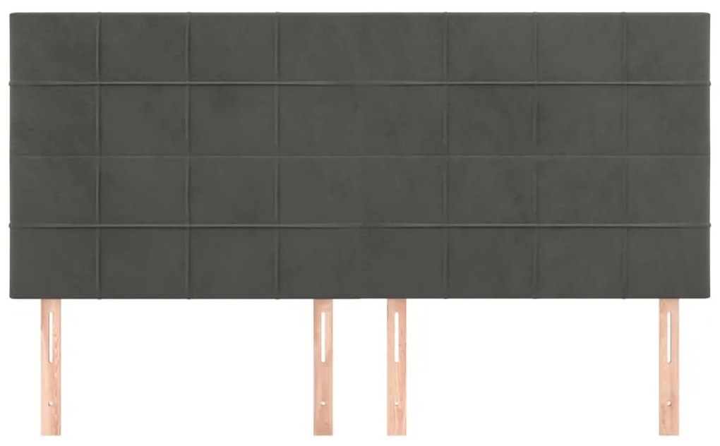 4 db sötétszürke bársony fejtámla 90x5x78/88 cm