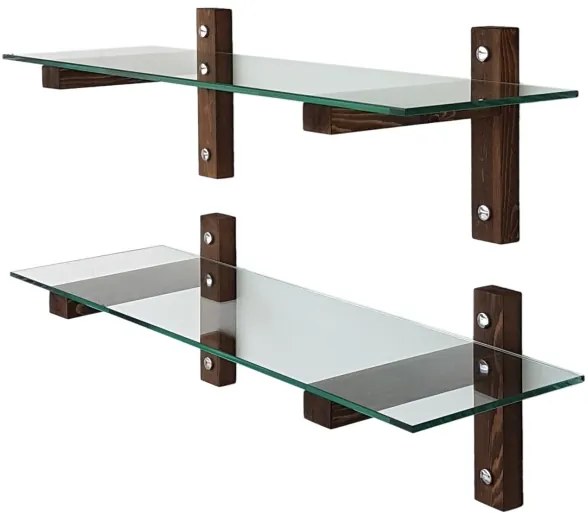 KÉSZLET 2x Fali polc 25x85 cm fenyő/átlátszó