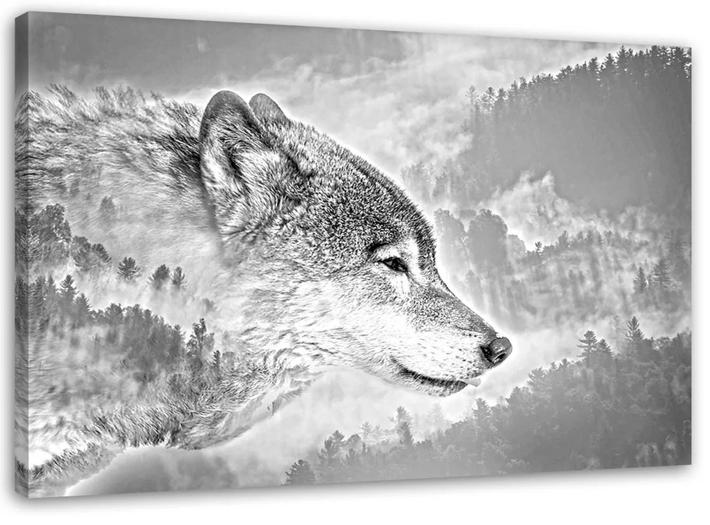 Gario Vászonkép Farkas havas háttérrel Méret: 120 x 80 cm