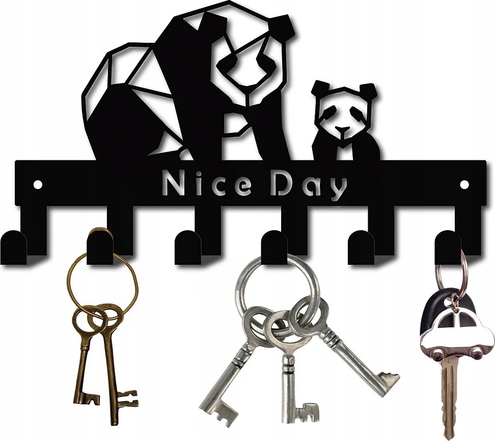 Fali kulcstartó akcesoria Fém robusztus Loft Panda Nice Day