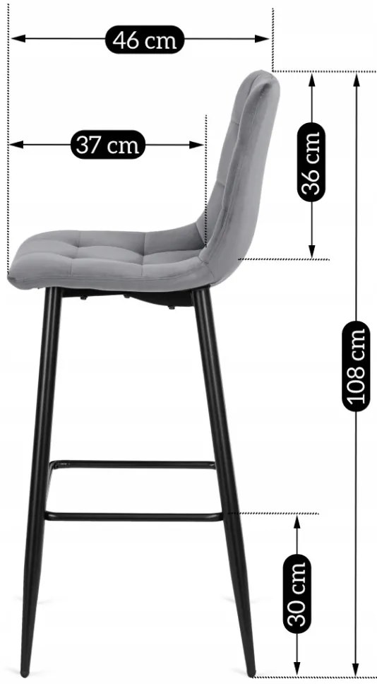 Szürke Bársony Bárszék. CLAUS