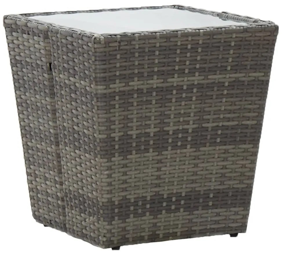 5 részes szürke polyrattan és edzett üveg kerti bisztrószett