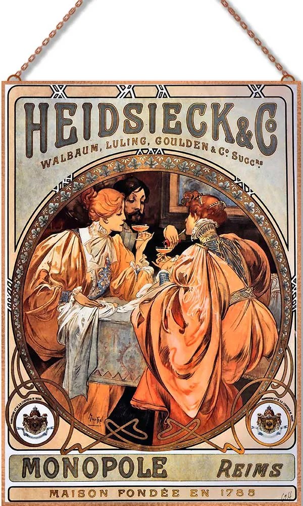 Alphonse Mucha - Heidsieck and Co üvegkép, falikép