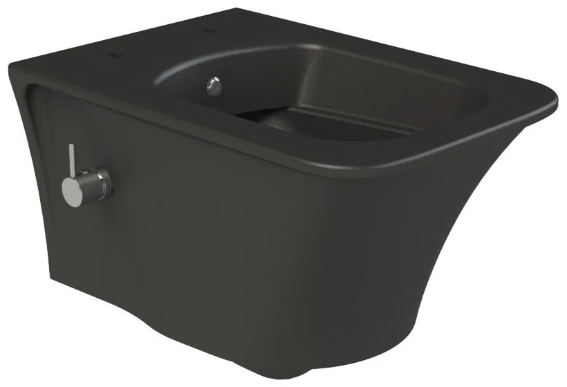 CeraStyle IBIZA fali WC - MATT FEKETE - BEÉPÍTETT bidé funkcióval - perem nélküli