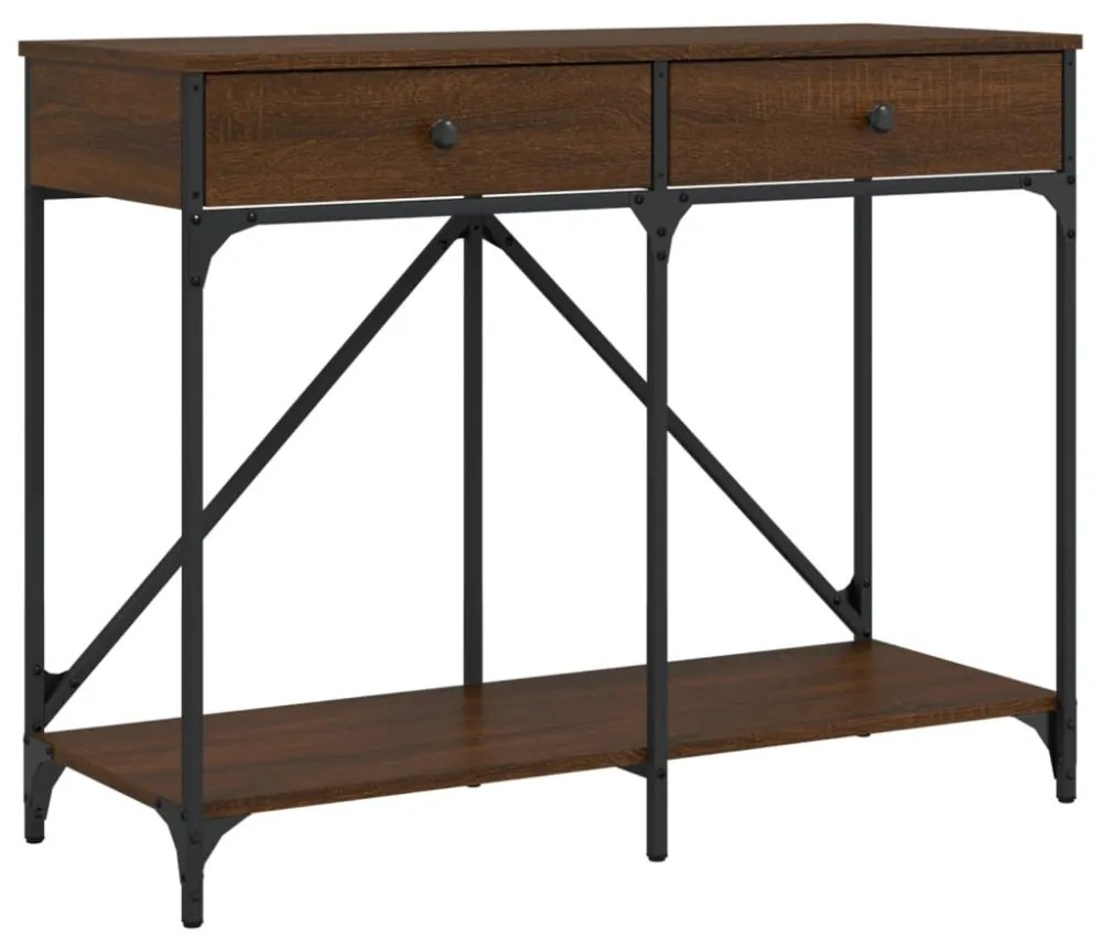 barna tölgyszínű szerelt fa tálalóasztal 100 x 39 x 78,5 cm