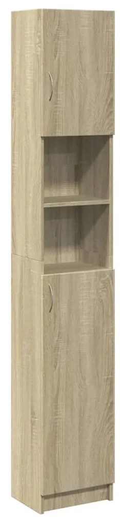sonoma tölgy színű szerelt fa fürdőszobaszekrény 32x25,5x190 cm