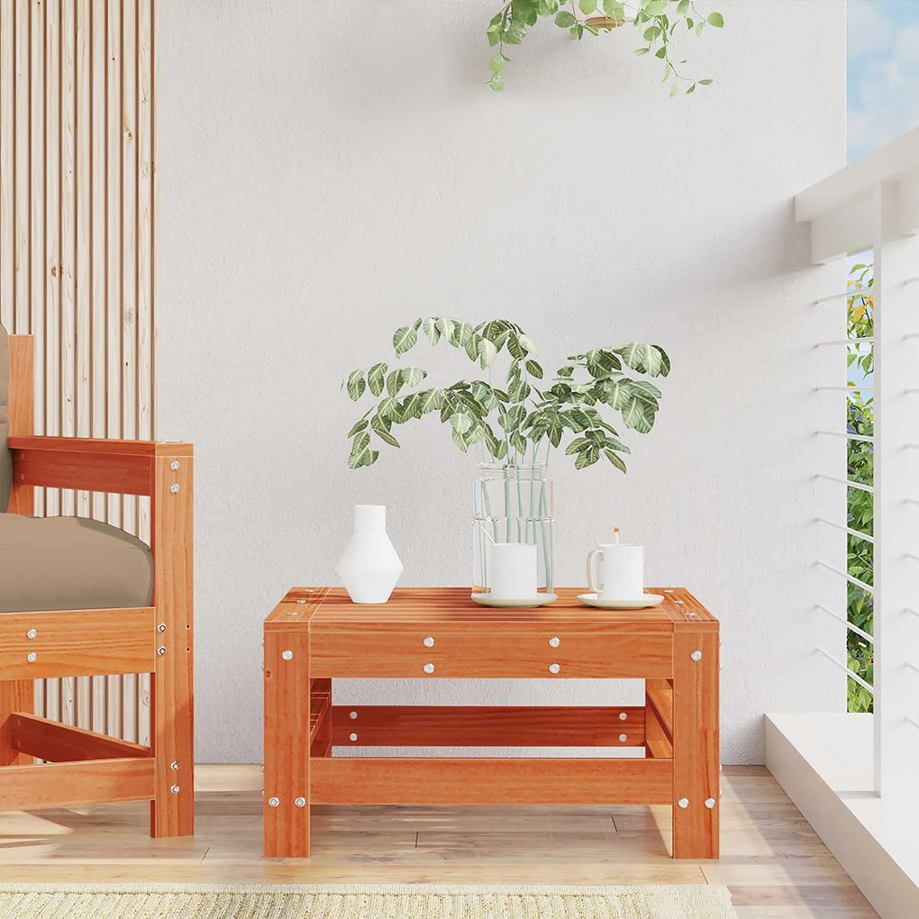 vidaXL Kerti lábtartó Tömör fenyő Viaszbarna 57,5 x 57,5 x 30 cm