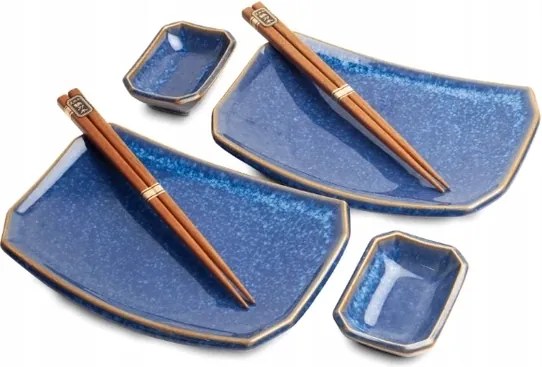 Sushi kerámia szett kék mintás, 6 részes Ajándékdoboz