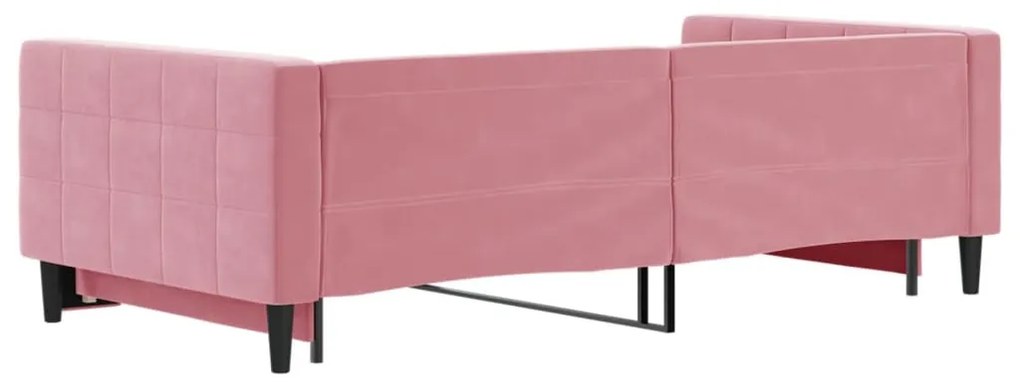 rózsaszín kihúzható bársonyheverő 100 x 200 cm