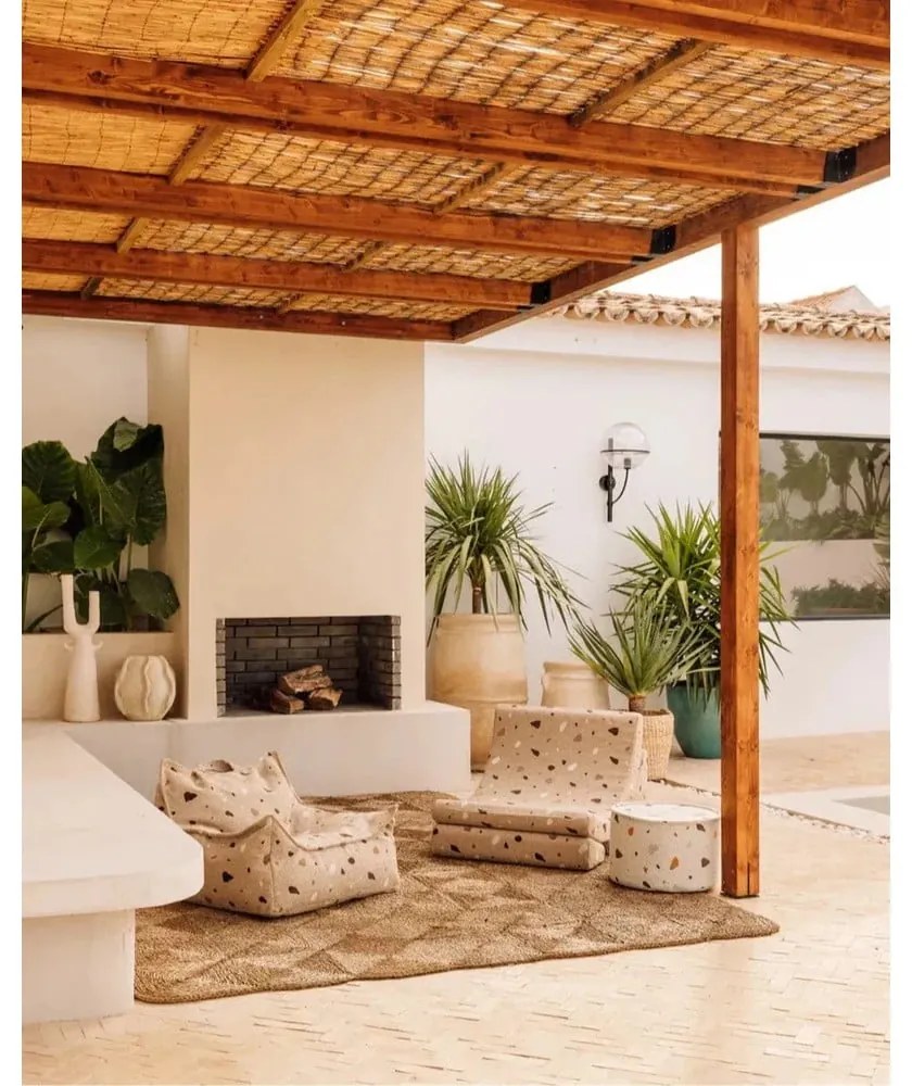 Fehér buklé-zsenília gyerek puff Terrazzo – Wigiwama