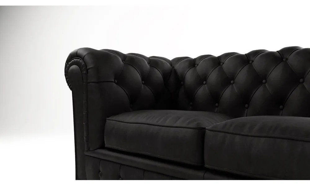Fekete bársony kanapé 184 cm Cambridge – Ropez
