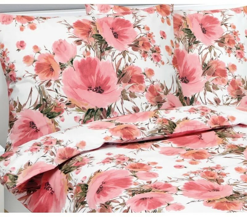 Bellatex hibiszkusz pamut ágyneműhuzat rózsaszín, 140 x200 cm, 70 x 90 cm