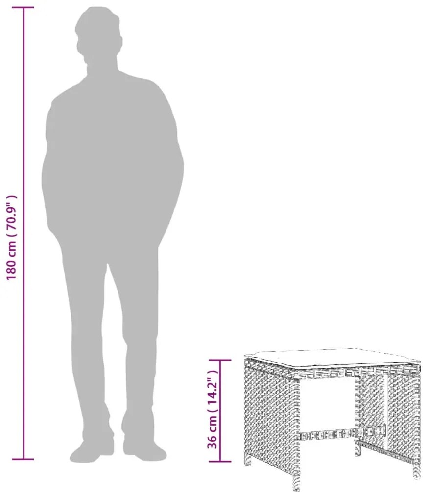 4db világosszürke polyrattan kerti szék párnával 41 x 41 x 36cm