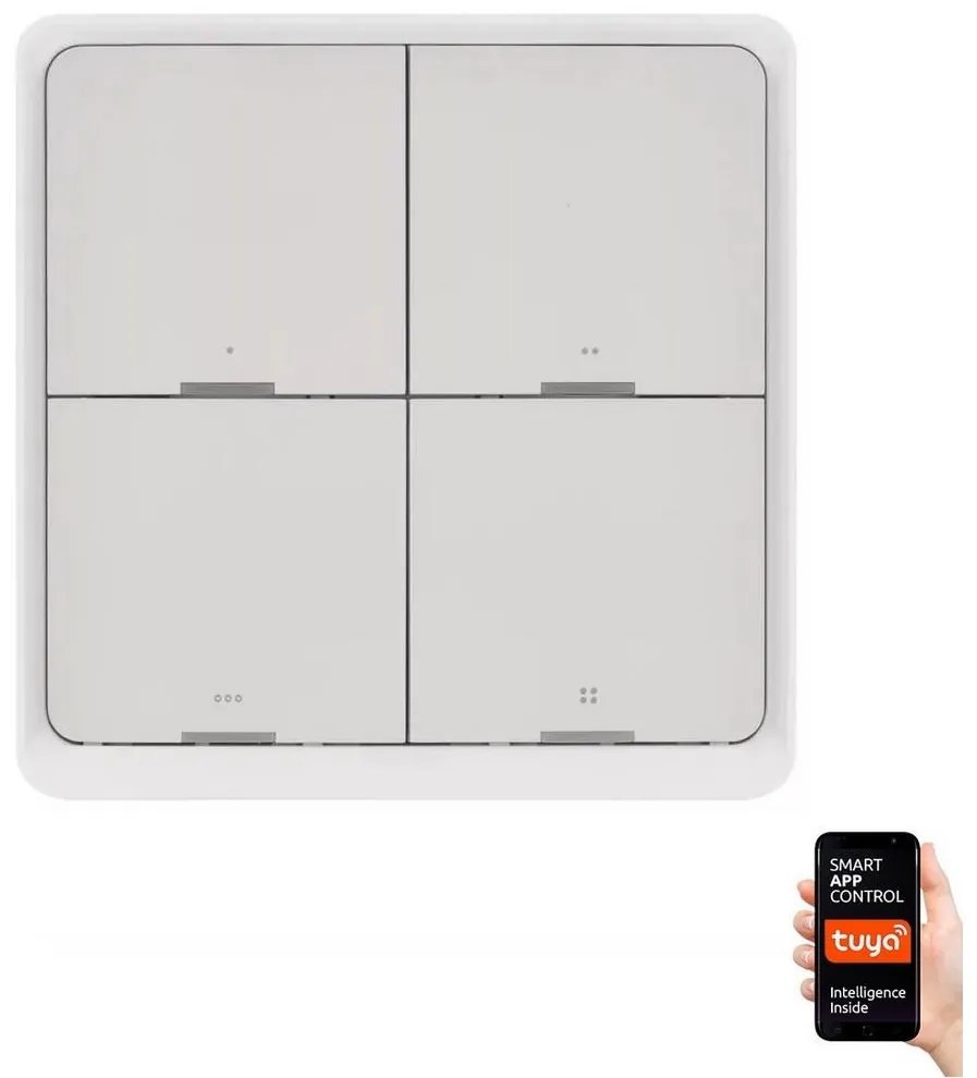 EMOS Kapcsoló 4-gombos GoSmart 1xCR2430 Tuya fehér EMS1054