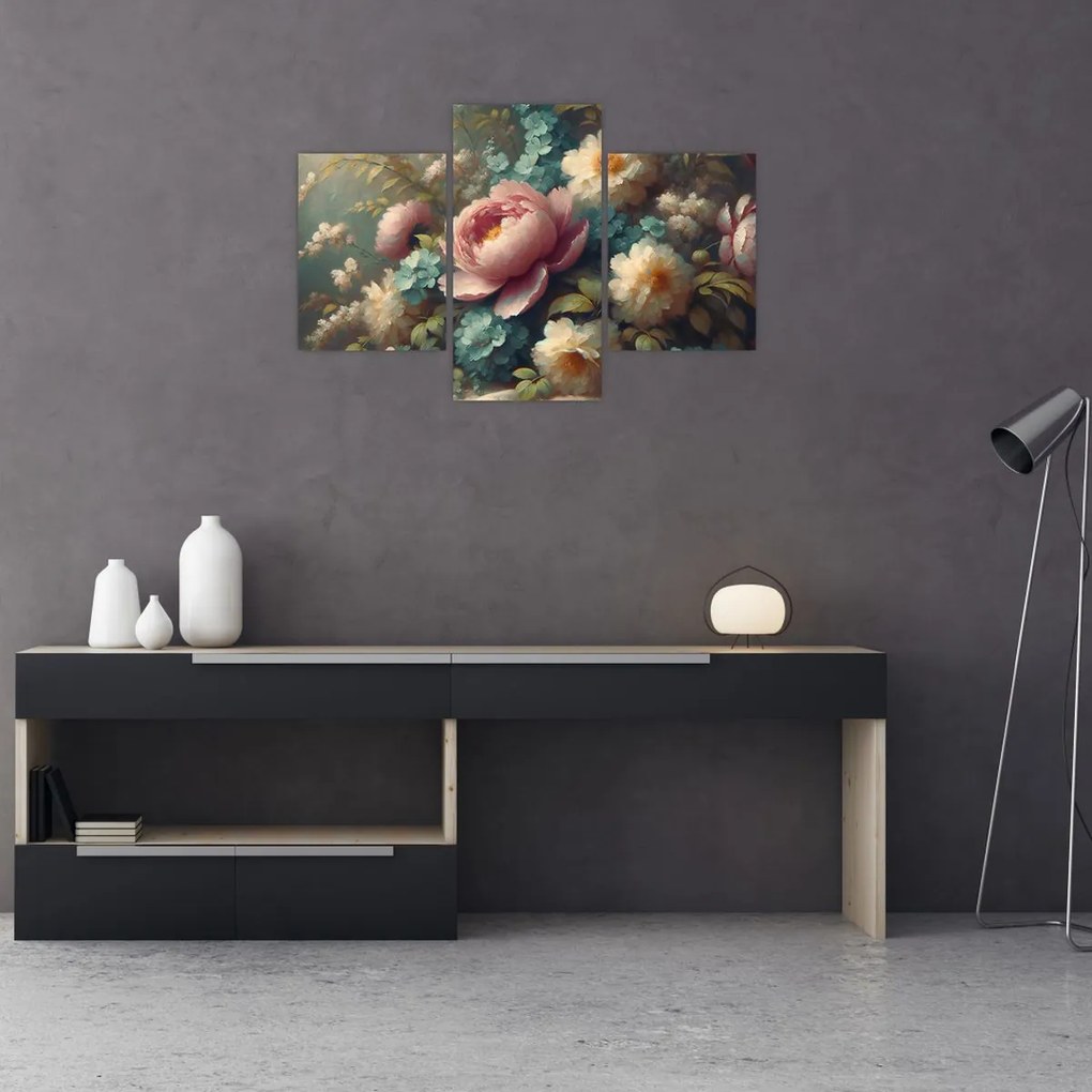 Kép - Természet csendélet virágokkal - festmény (90x60 cm)