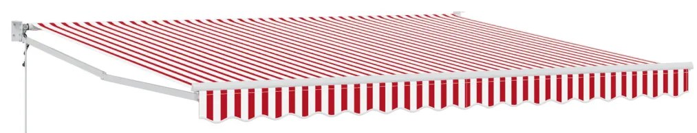 Automatikus Behúzható Napellenző Piros és Fehér Csík 400x300 cm