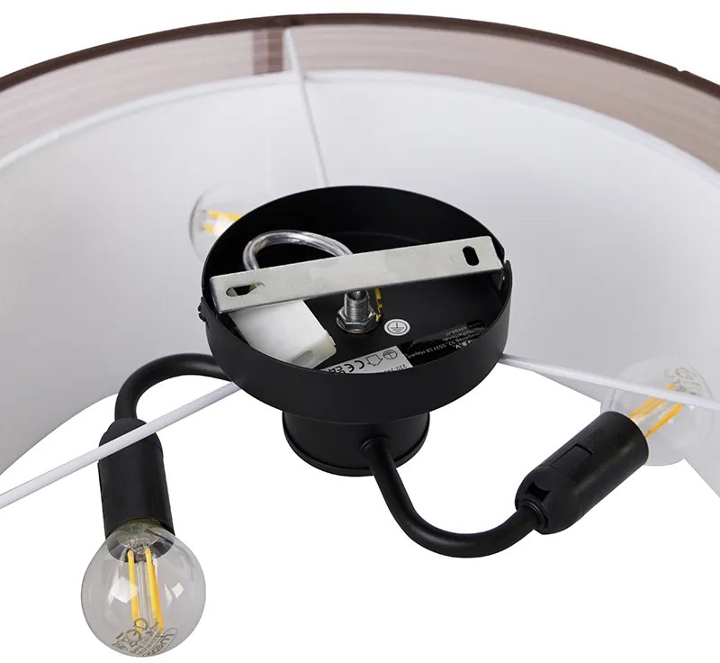 Modern mennyezeti lámpa barna fehérrel 50 cm 3-lámpás - Drum Duo