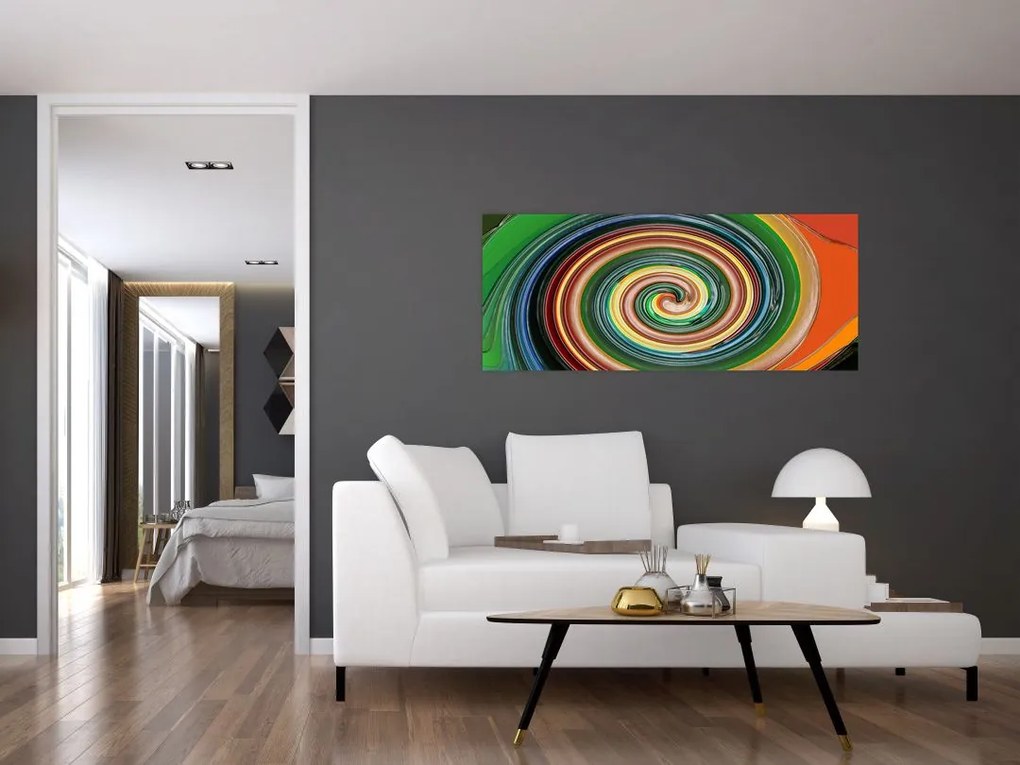 Absztrakt kép - színes spirál (120x50 cm)