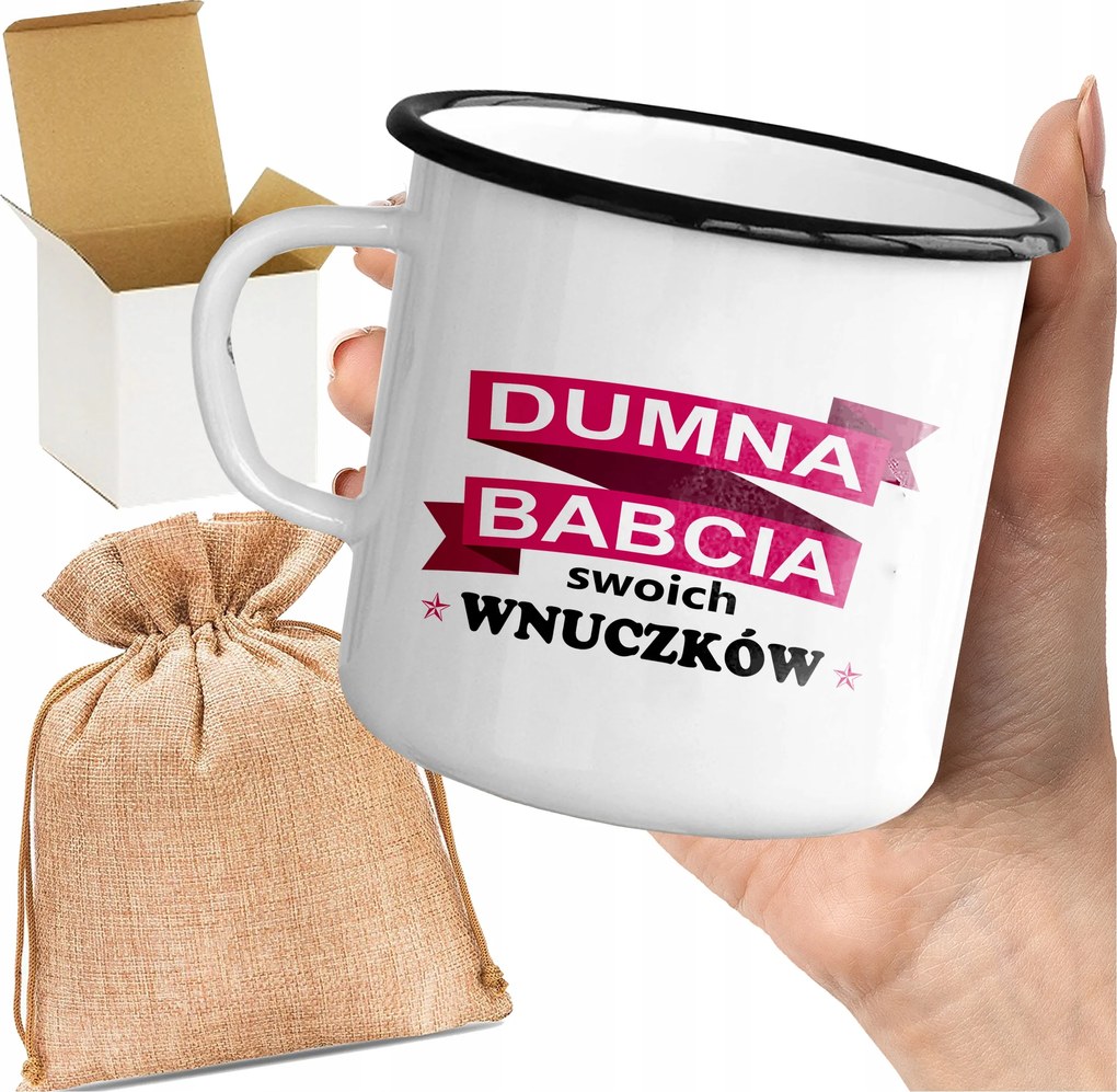 Bögre_emalin Nyomott Mintával Büszke Nagymama Szuper Ajándék Nagyinak