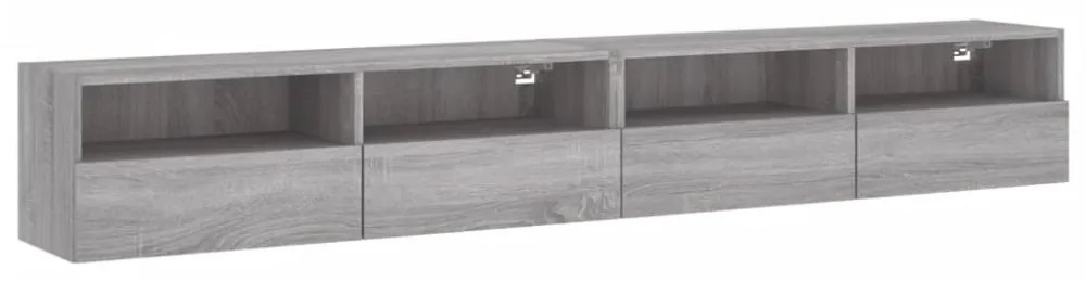2 db szürke -tölgyszín szerelt fa fali TV-szekrény 100x30x30 cm